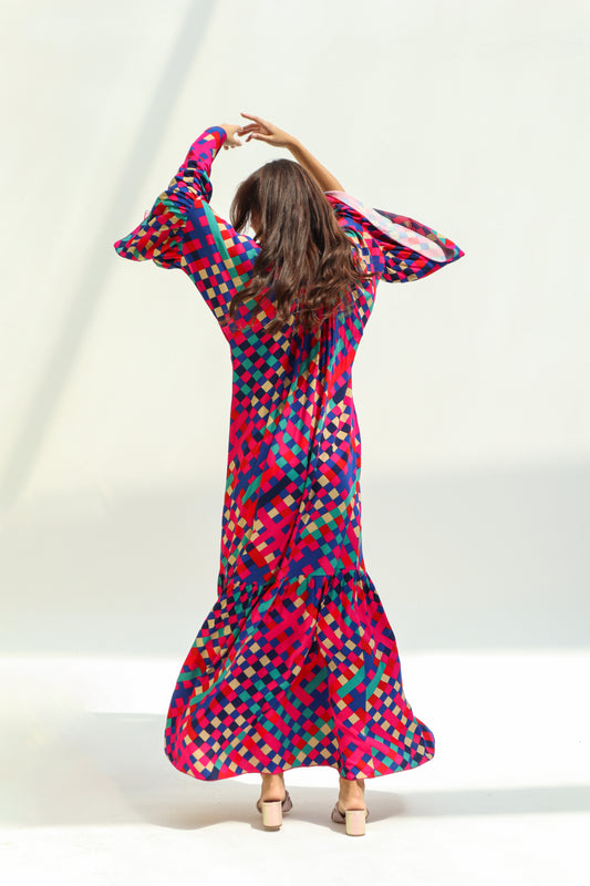 Checkered - Fuchsia Dress