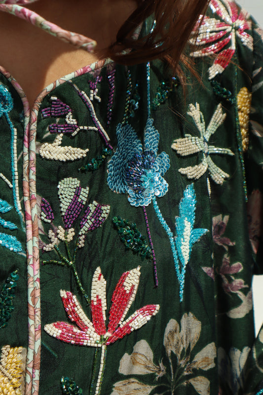 TB08 - Green Floral Mkhawar