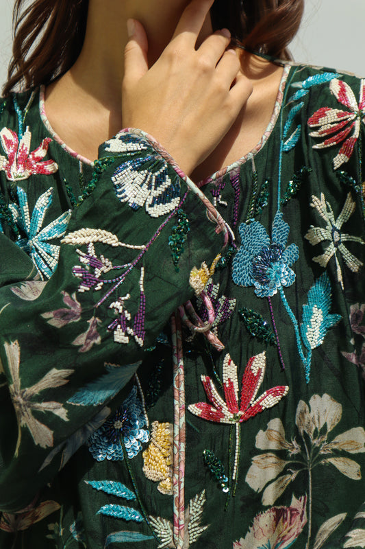 TB08 - Green Floral Mkhawar